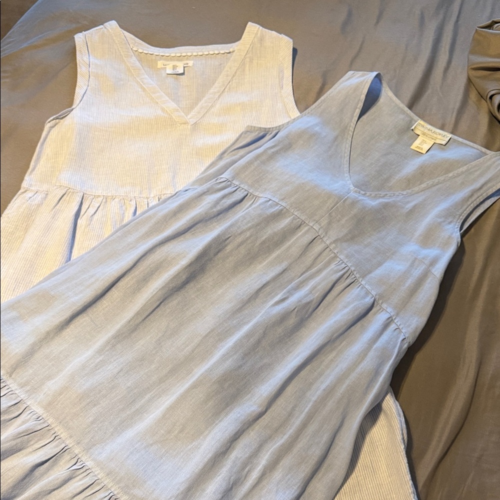 Cynthia Rowley Light Blue Linen-Blend Midi Dress